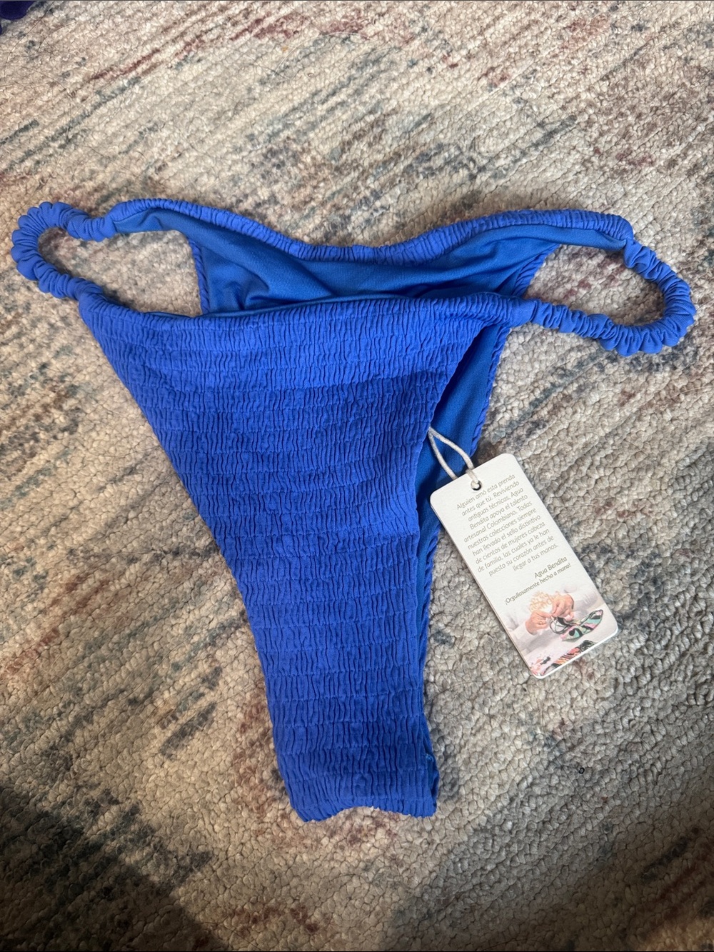 Agua Bendita Cobalt Smocked Bikini Bottom nwt